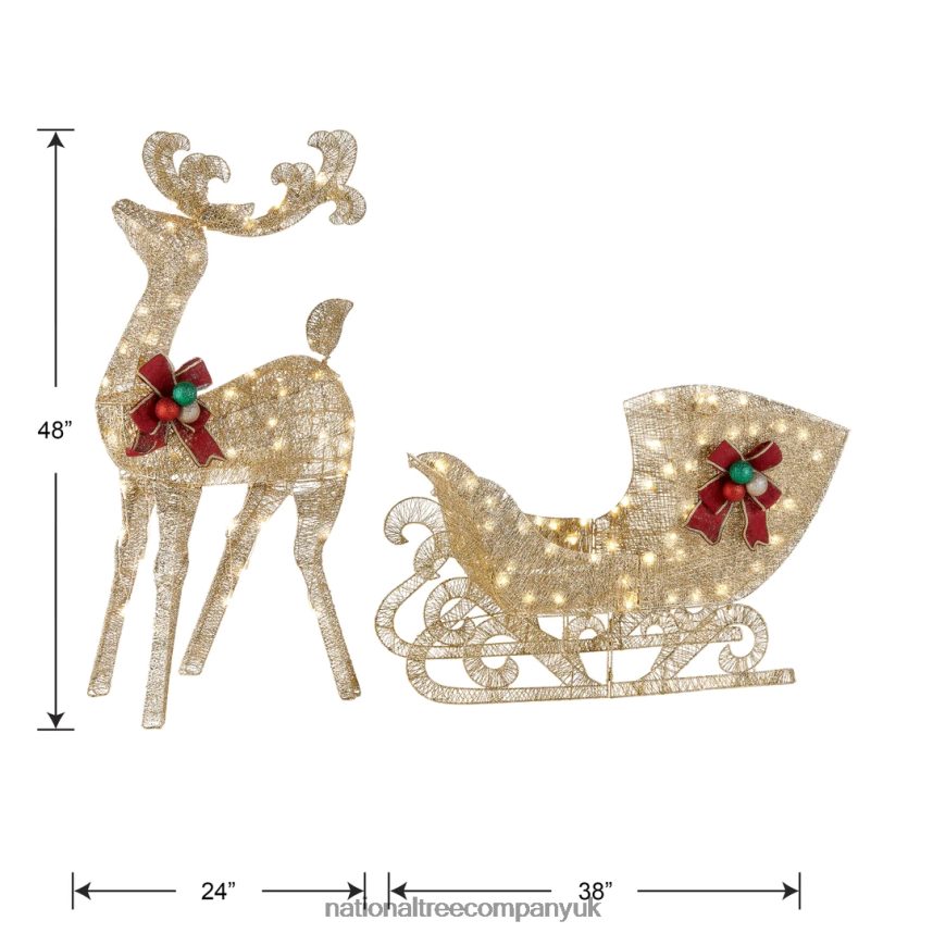 decoration | National Tree Company Reindeer and Santas Sleigh with LED Lights F2L4F594